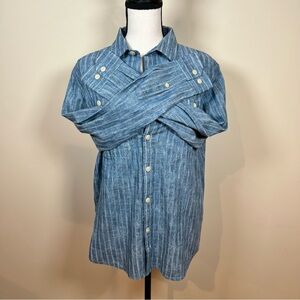 Men's Long Sleeve Button Up Shirt Size Small indigo Santorini Blue